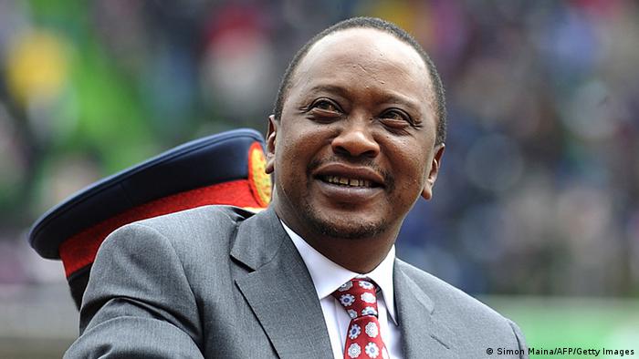 A smiling Kenyan President Uhuru Kenyatta