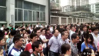 Streik in Textilfabrik in Dongguan, China