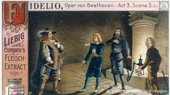 Farblithografie, die eine Szene aus Beethovens 