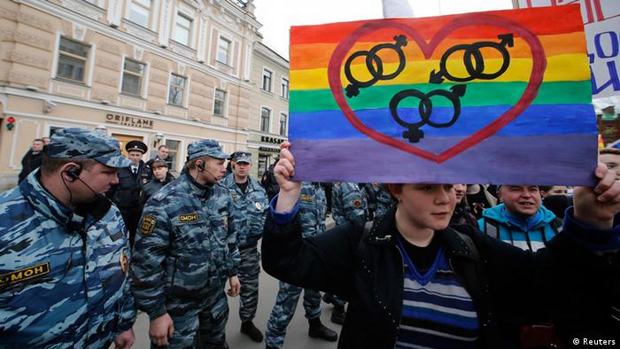 Russland Demonstration Rechte für Schwule und Lesben gleichgeschlechtliche Partnerschaft