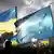 Флаги Украины и ЕС в Киеве