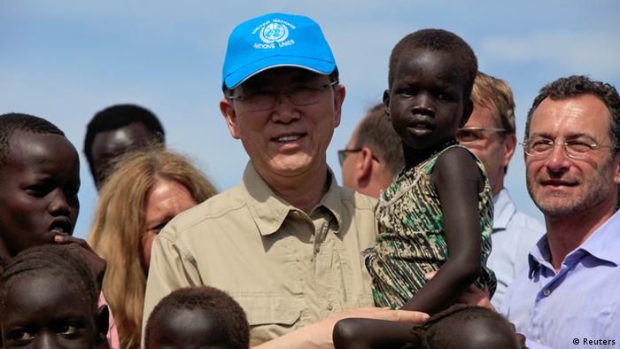 Ban Ki-moon mit Flüchtlinge in Südsudan 06.05.2014