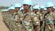 Rows of African blue helmet troops Rows of African blue helmet troops