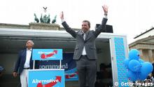 :BERLIN, GERMANY - MAY 23: Bernd Lucke, head of the Alternative fuer Deutschland (AfD) political party, speaks at a rally ahead of European parliamentary elections on May 23, 2014 in Berlin, Germany. The AfD, a relative newcomer on the German political landscape, has positioned itself as a Eurosceptic party and is broadening its support among conservative voters. (Photo by Sean Gallup/Getty Images)