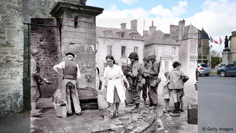 MONTAGE Saint Marie du Mont Frankreich D-Day damals und heute