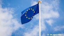 European Flag to a Flagpole before blue Heaven The fluttering Flag of European Union ON a Pole pwas3t