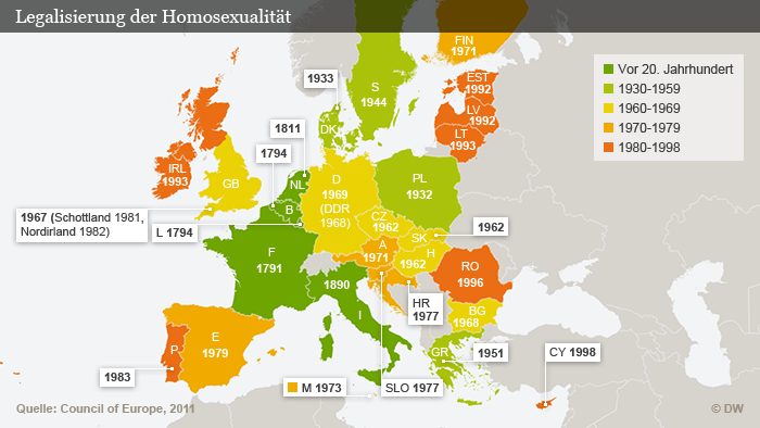 Infografik Legalisierung Homosexualität EU