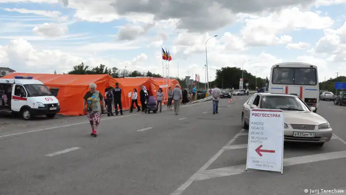 Flüchtlinge aus der Ukraine an der Grenze zu Russland