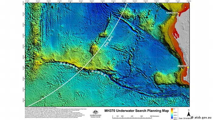 Australien Suche nach Flug MH370 Karte Unterseekarte
