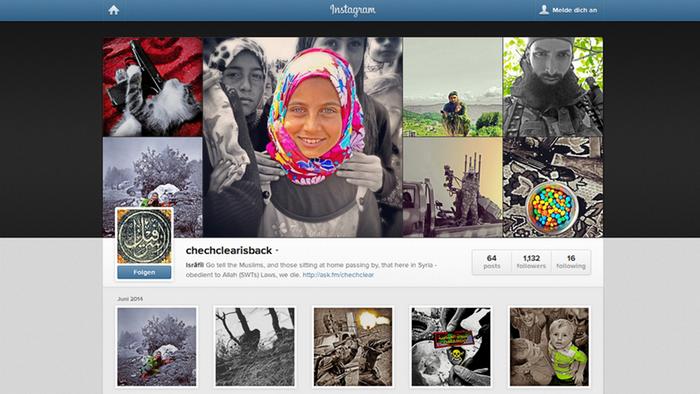 Screenshot eines Instagram-Profils eines Gotteskriegers, der vermutlich in Syrien kämpft.
