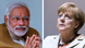 Kombobild Narendra Modi und Angela Merkel Kombobild Narendra Modi und Angela Merkel