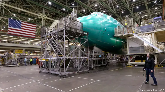 A Boeing 747 jet being assembled