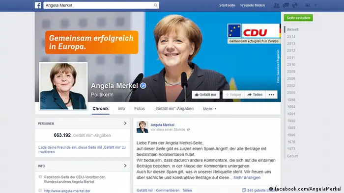 Screenshot Facebook Angela Merkel