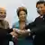 BRICS leaders shake hands