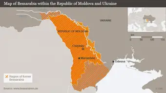 Karte Bessarabien in der heutigen Republik Moldau und der Ukraine ENG