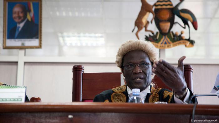 Picture taken in a courtroom in 2014, as judge declares Anti-Homosexuality Law illegal