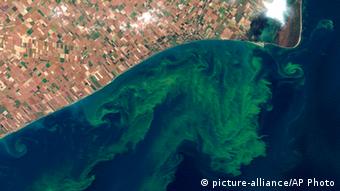 A satellite photo shows the quality of water in Lake Erie