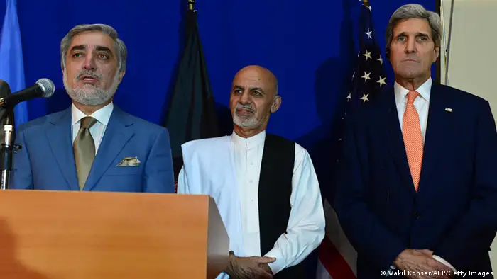 Afghanistan Regierungsbildung PK Kerry & Ghani & Abdullah 08.08.2014