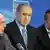 Israelischer Ministerpräsident Benjamin Netanjahu (m.) mit Verteidigungsminister Mosche Jaalon (l.) und Außenminister Avigdor Lieberman (r.)