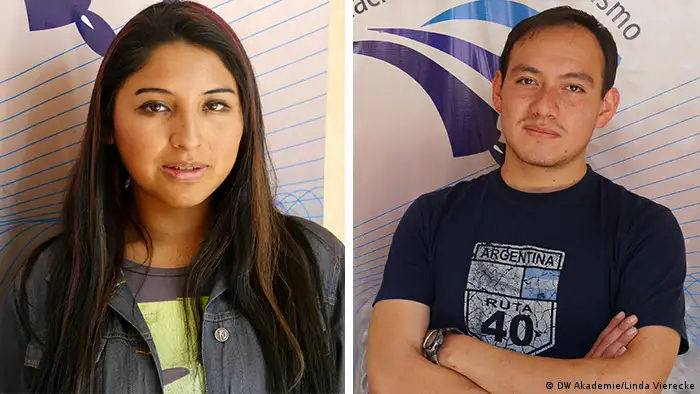 Two participants of Bolivia's first professional journalism training program launched by DW Akademie, GIZ and the Foundation Fundación Para el Periodismo