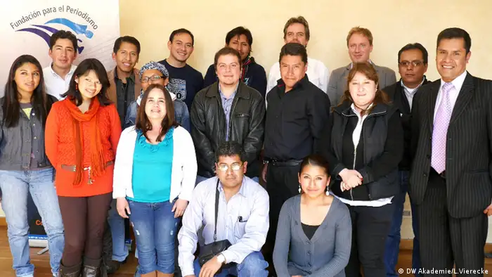 Erster Jahrgang der journalistischen Ausbildung in der bolivianischen Journalismus-Stiftung (Foto: DW Akademie/Linda Vierecke).