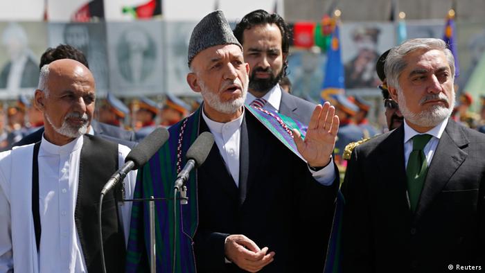 Karsai mit Abdullah und Ghani Jahrestag der Unabhängigkeit 19.08.2014