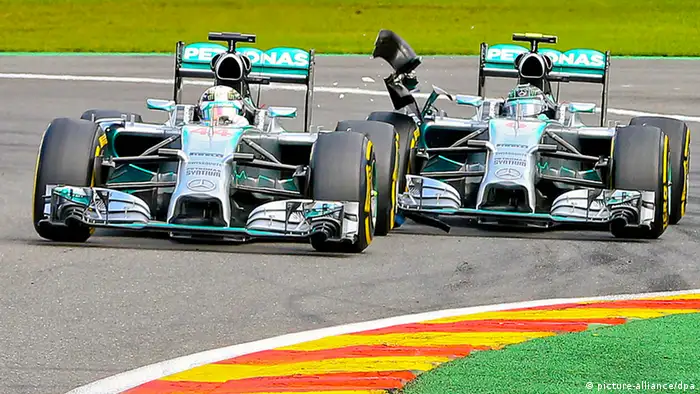 Lewis Hamilton and Nico Rosberg at Spa on 24.08.2014