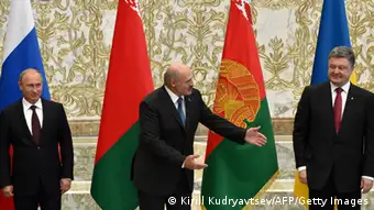 Gipfeltreffen in Minsk Putin Lukaschenko und Poroschenko 26.08.2014