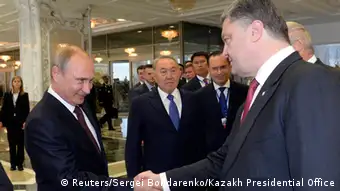 Gipfeltreffen in Minsk Putin und Poroschenko 26.08.2014