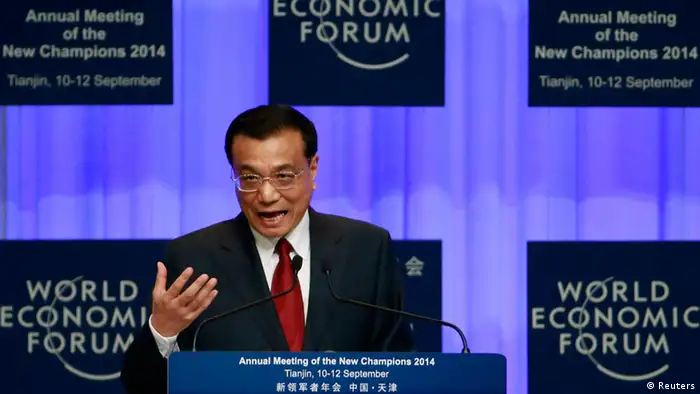 Li Keqiang Chinas Ministerpräsident auf dem Weltwirtschaftsforum in Tianjin