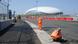 Die Formel-1-Rennstrecke in Sotschi. Im Hintergrund der Bolschoy-Eispalast (Foto: Igor Chernov/Sochi Autodrom/dpa) Die Formel-1-Rennstrecke in Sotschi. Im Hintergrund der Bolschoy-Eispalast (Foto: Igor Chernov/Sochi Autodrom/dpa)
