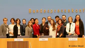 Participants of a DW Akademie's Media Training at Bundespressekonferenz in Berlin (photo: DW Akademie/Ulrike Meyer).