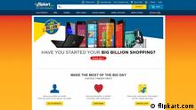 Screenshot der Internetsite http://www.flipkart.com/the-big-billion-day Titel: Flipkart Big Billion Day Sale Indien.