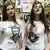 Девушки в футболках с портретами Путина