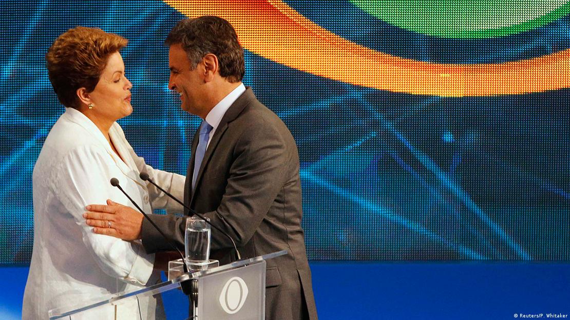 Aécio Neves e Dilma Rousseff em 2014