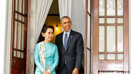 Myanmar Treffen in Rangun Barack Obama und Aung San Suu Kyi 