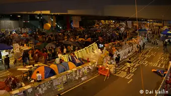 Szenen aus den Protestcamps in Hongkong
