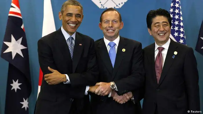US-Präsident Obama, Australiens Premier Abbott, Japans Regierungschef Abe beim G-20 Gipfel