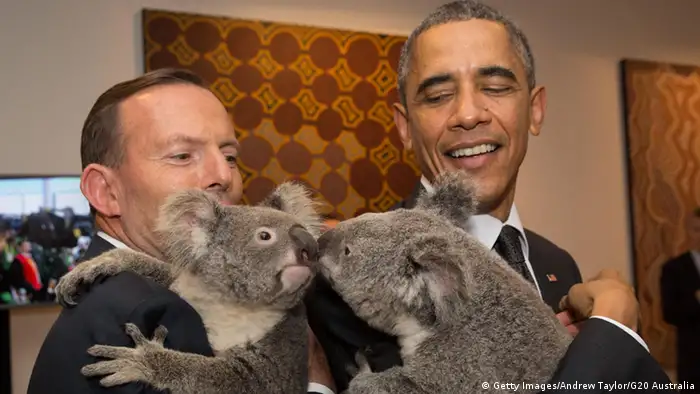 G20 in Brisbane Abbott und Obama mit zwei Koala