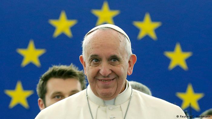 Pope Francis at the European Parliament in Strasbourg, France