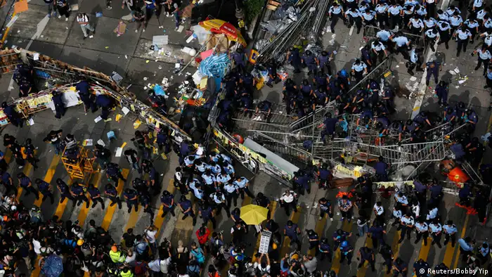Hongkong Räumung nach Protest 26.11.2014