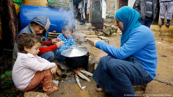 Syrian refugees in a refugee camp in Lebanon