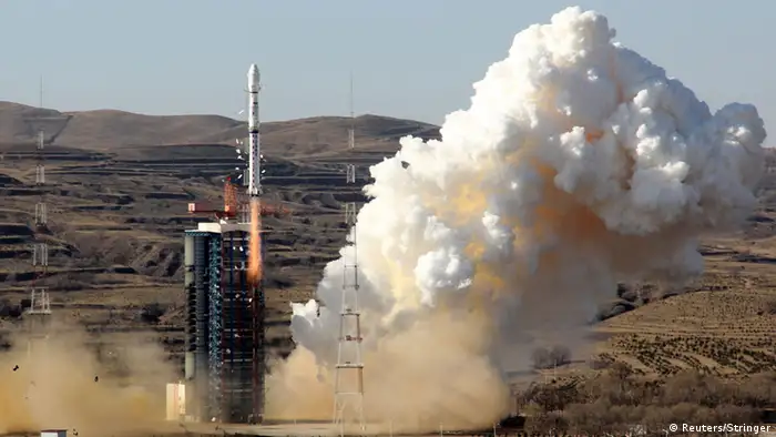 Chinesischen Raketenstart einer Langer Marsch 4b Rakete in Taiyuan