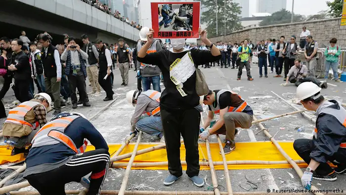 Hongkong China Protest Barrikaden