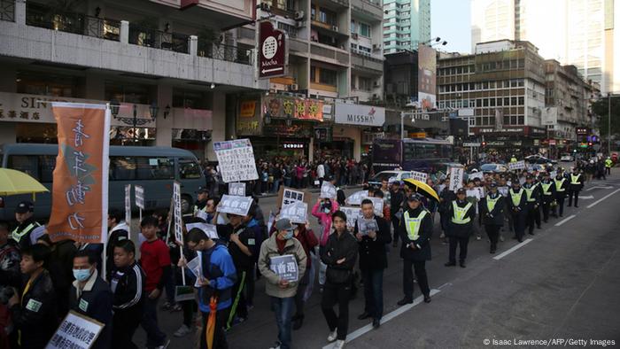 Demonstration für Demokratie in Macau China 20.12.2014