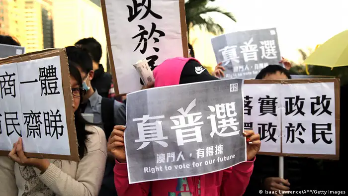 Demonstration für Demokratie in Macau China 20.12.2014