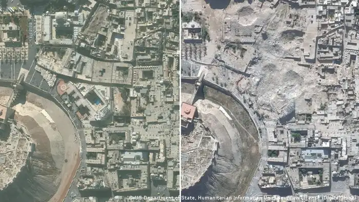 Altstadt von Aleppo (vorher und nachher) BILDKOMBO