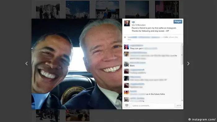 Screenshot Instagram Selfie Bideni & Obama EINSCHRÄNKUNG