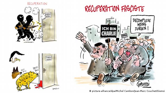 PEGIDA Karikatur Frankreich BILDKOMBO Michel Cambon links, Jean-Marc Couchet (Giemsi) rechts