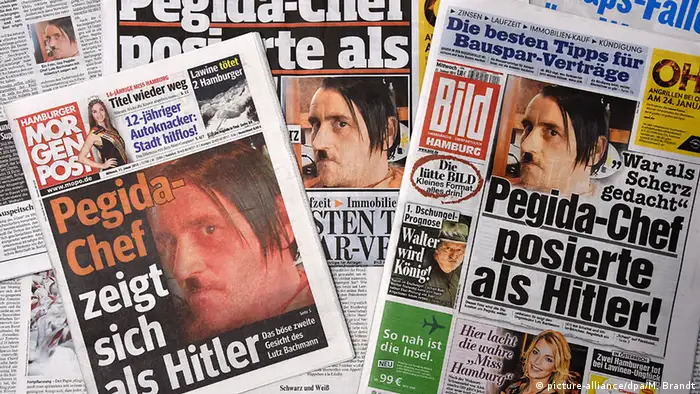Deutschland Presse Presseschau Pegida Chef Lutz Bachmann als Hitler